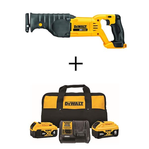 20V MAX Cordless Reciprocating Saw, (1) 20V 6.0Ah and (1) 20V 4.0Ah Batteries, and Charger