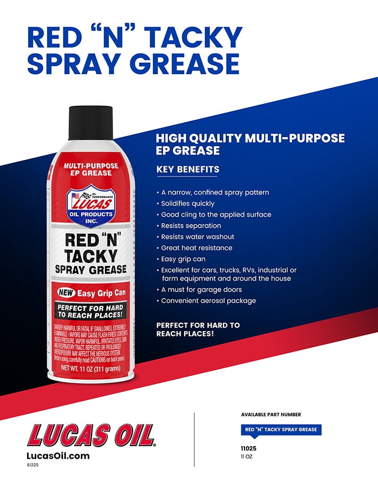 Lucas Red N Tacky Spray Grease 11 ounce easy grip can