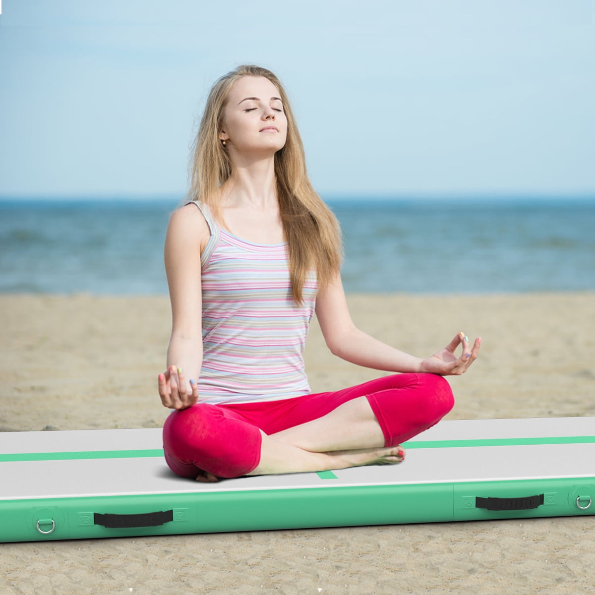 Goplus 13FT Air Track Inflatable Gymnastics Tumbling Mat w/ Pump Green