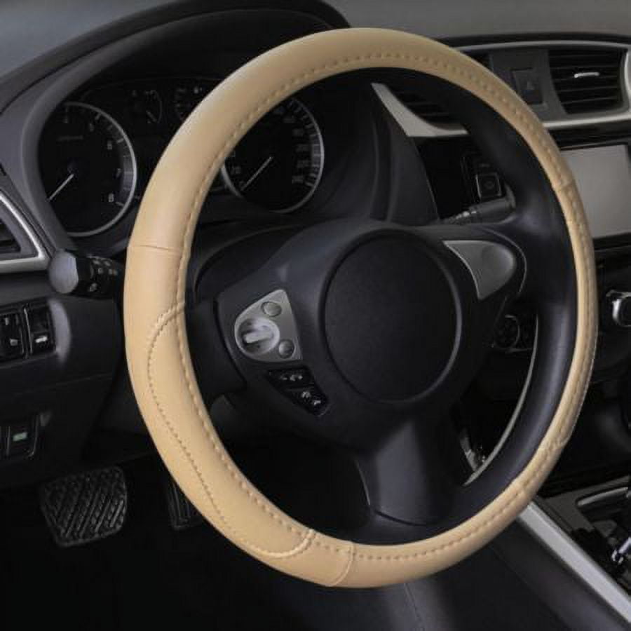 Autocraft AutoCraft Steering Wheel Cover, Top Stitched, Tan -, 1 each, sold by each