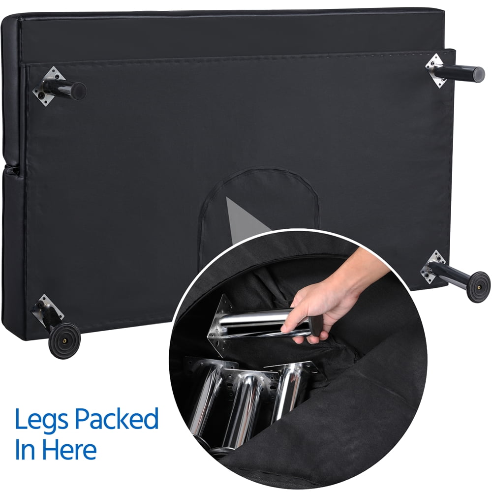 Easyfashion Convertible Faux Leather Futon Sofa Bed, Black