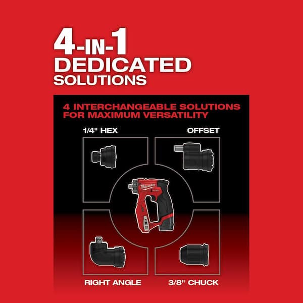 M12 FUEL 12V Lithium-Ion Brushless Cordless 4-in-1 Installation 3/8 in. Drill Driver Kit with 4-Tool Heads