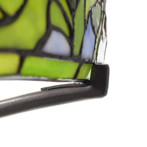 Emma 36 in. Antique Bronze and Multi-Color Tiffany-Style Poppies Stained Glass Table Lamp