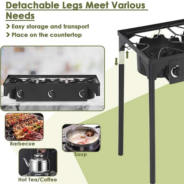 250000 BTU 3-Burner Gas Propane Cooker Outdoor Stove BBQ Grill