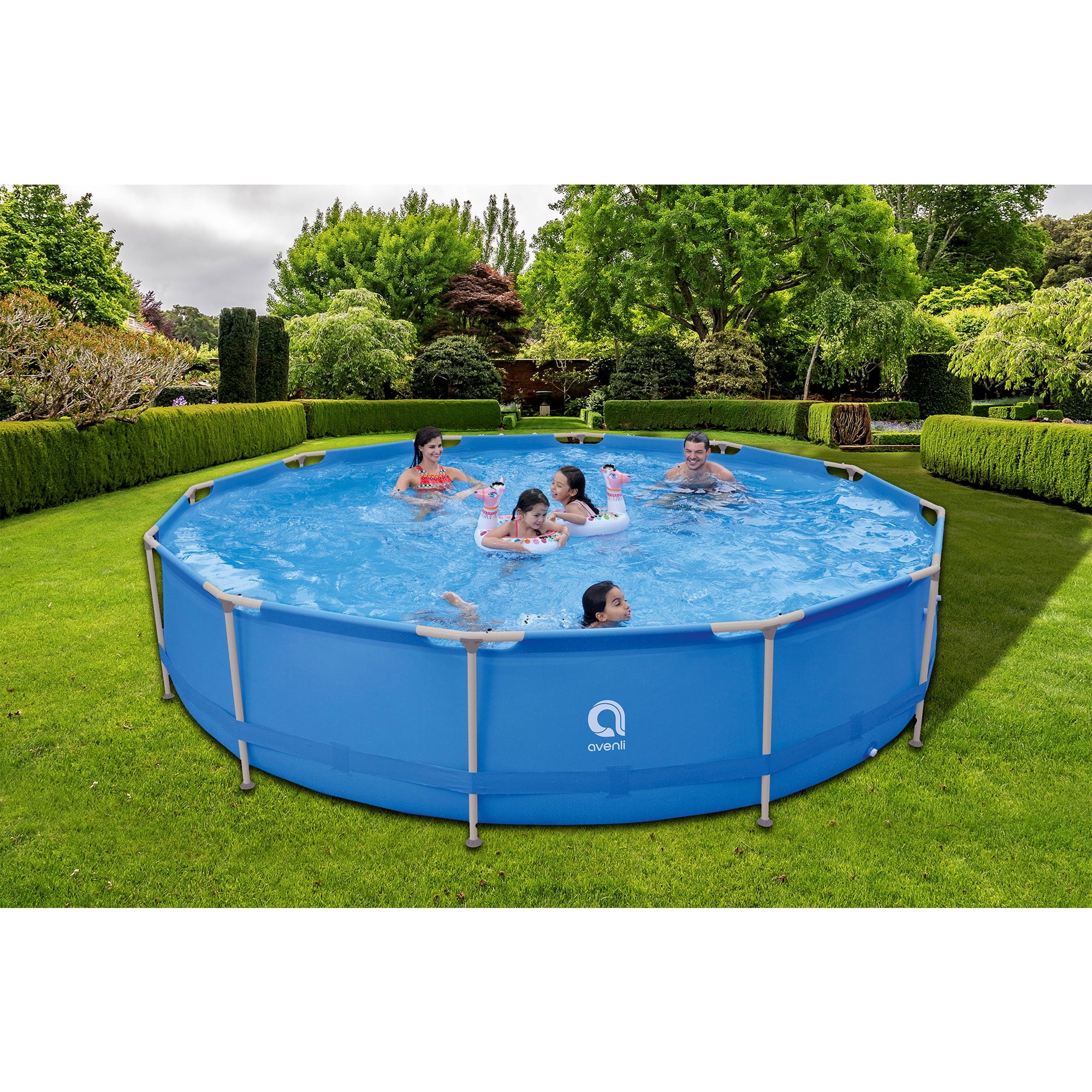 JLeisure Avenli 15 Foot x 36 Inch Steel Frame Above Ground Swimming Pool