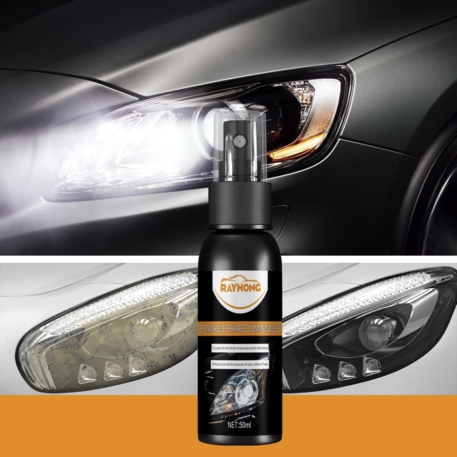 Auto Headlight Restoration Liquid, Car Headlight Scratch Restoring Fluid Headlight Repair Polish Cleaner for Polishing, Restoring Dull Yellow Headlamp 100ml