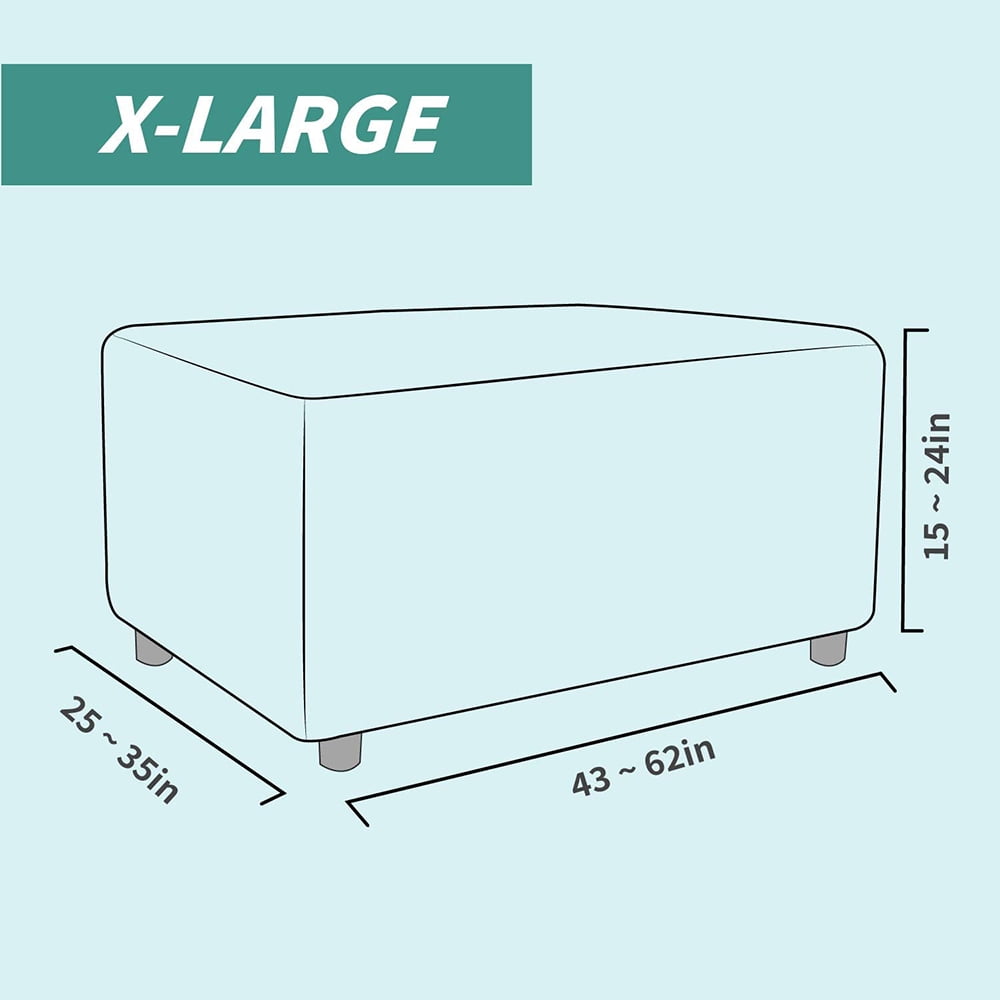 Yipa Ottoman Covers Slipcover, Square Ottoman Covers Protector for Foot Stool Furniture Stretch Jacquard Fabric with Elastic Bottom Ivory White XL