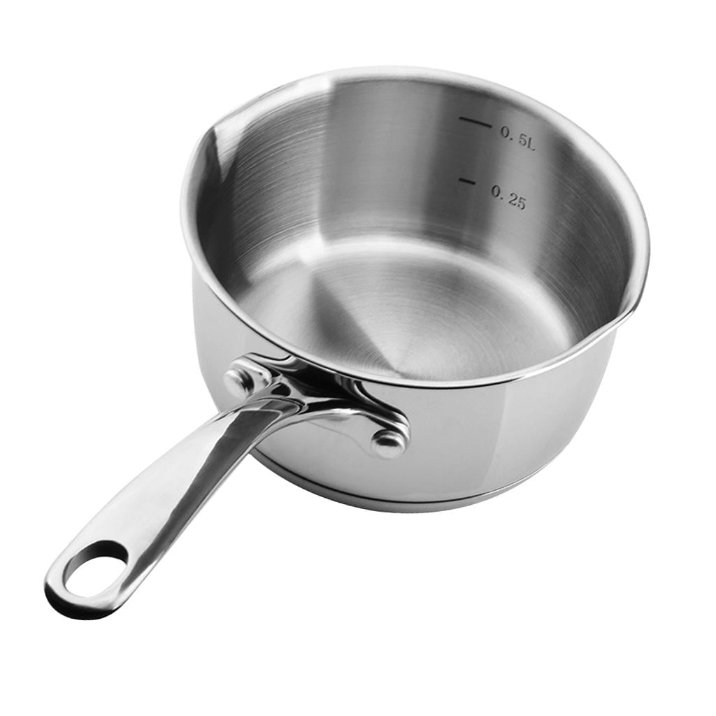 Stainless Steel Saucepan Metal Warmer Pot Kitchen Sauce Cooking Boiling Pot Nonstick Cookware, 12cm , 500ml