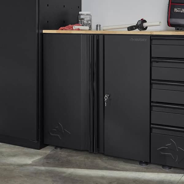 Extra Wide Heavy Duty Welded 20-Gauge Steel 2-Door Garage Base Cabinet in Black (32 in. W x 33 in. H x 21.5 in. D)