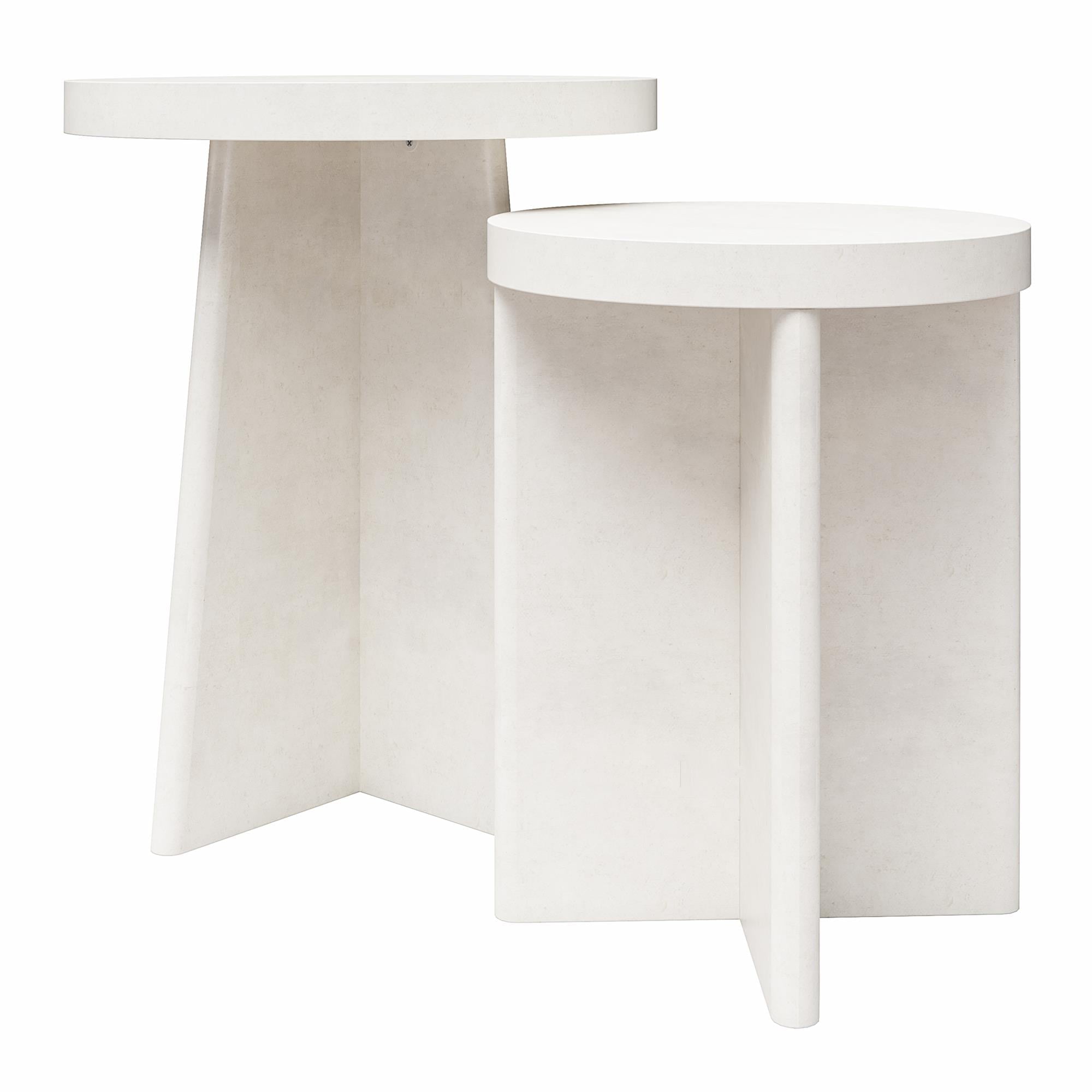 Queer Eye Liam Round End Tables, Set of 2, Plaster