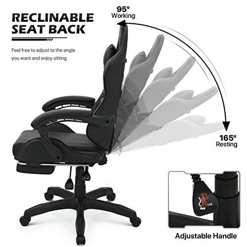 Gaming Chair with Footrest High Back Video Game Chair with Headrest & Lumbar ...