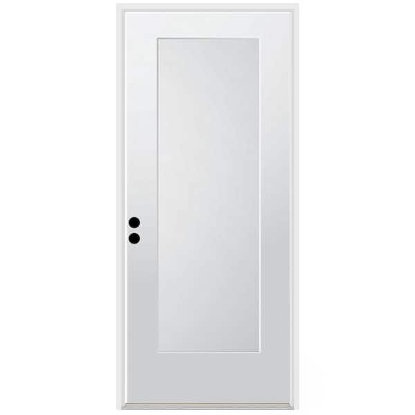 36 in. x 80 in. 1-Panel Right-Hand/Inswing Unfinished Primed White Fiberglass Prehung Front Door w/4-9/16 in. Jamb Size