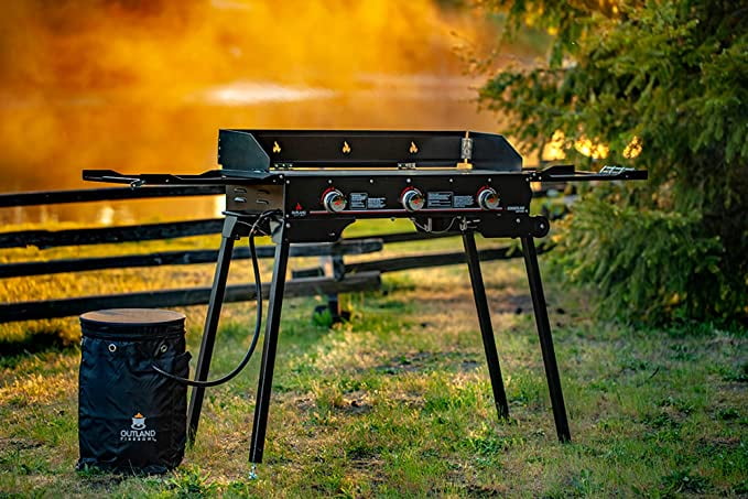 Living Portable Camping Stove - 3 Zone Propane Gas Burner Controller With Auto Ignition - 2 Folding Cook Stations - Adjustable Leg