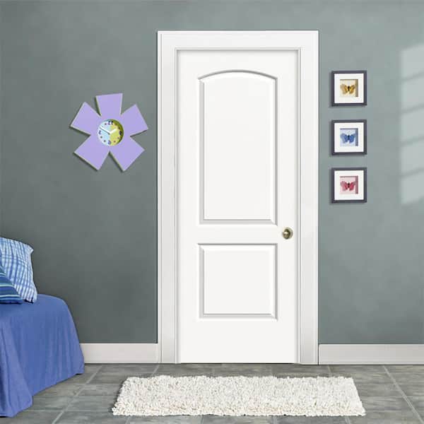 30 in. x 80 in. 2 Panel Continental Primed Left-Hand Smooth Molded Composite Single Prehung Interior Door