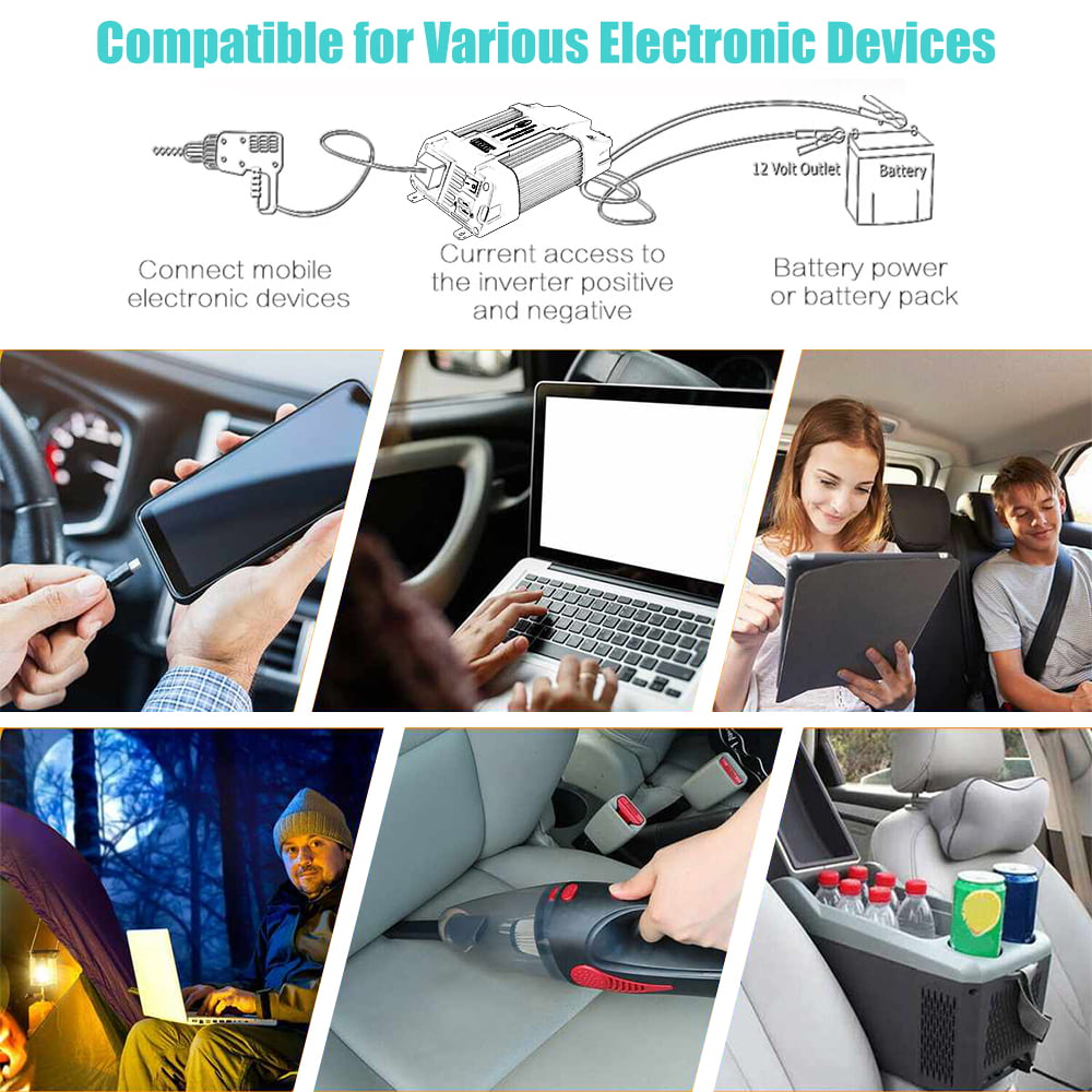 Converter Generator, ,DFITO 4000W Power Inverter DC 12V to 110V AC Car Charger Converter Ports Car Adapter
