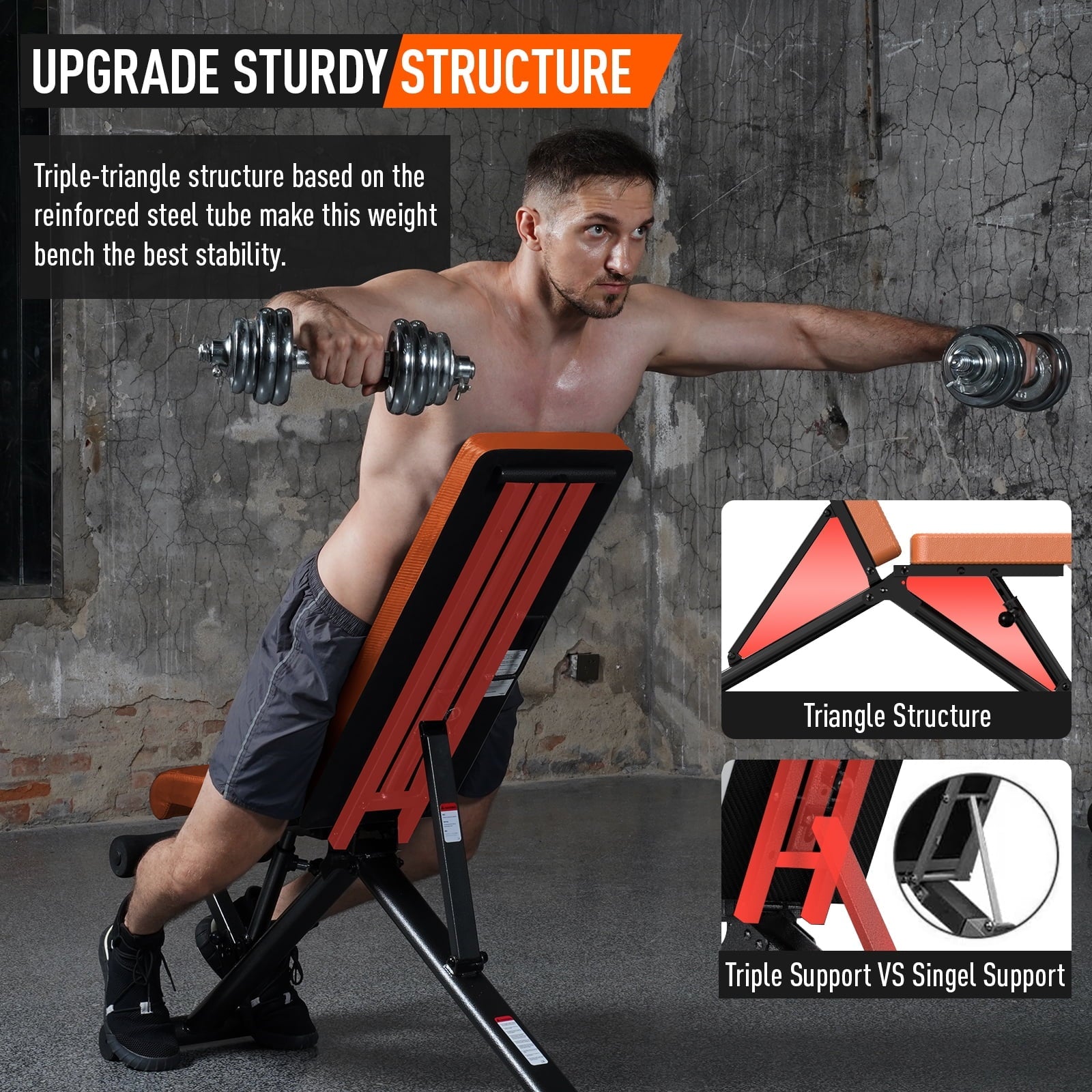 Pooboo Newest Upgrade Free Assemble Weight Bench Workout Indoor Folding Incline bench with 10 Incline Adjustable and Thickened 5 Layer Structure Gym bench 800 lbs Capacity