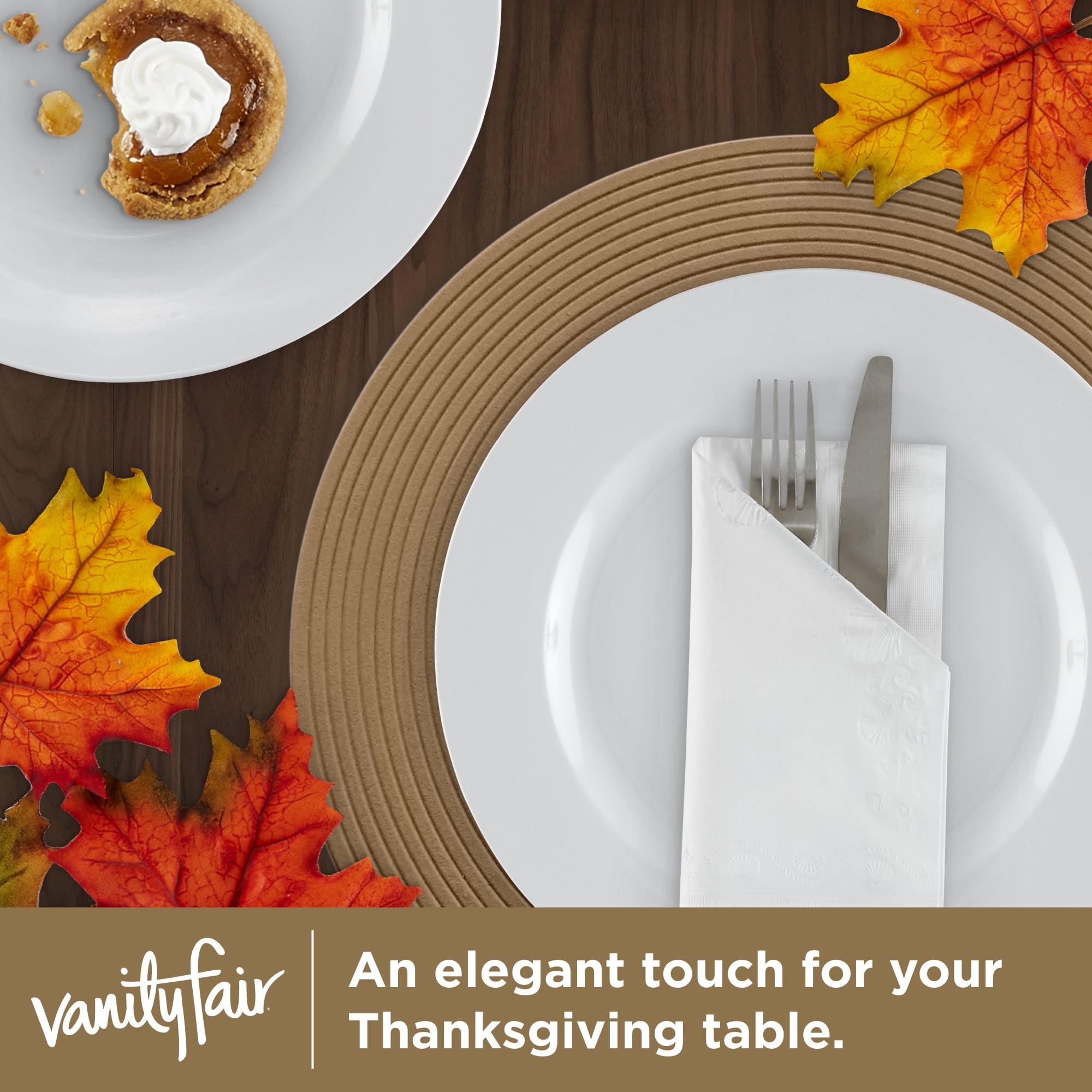 Vanity Fair Entertain Disposable Paper Napkins, White, 40 Count