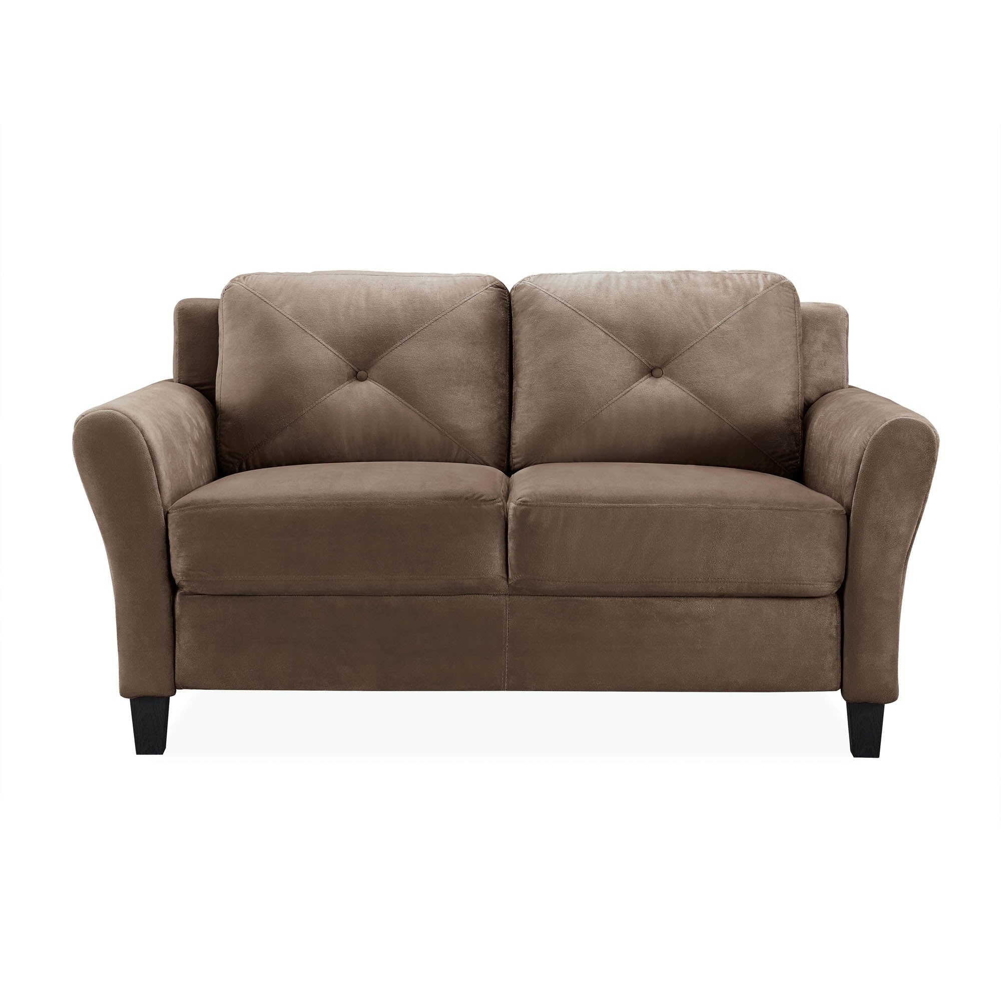 Lifestyle Solutions Taryn Loveseat with Rolled Arms, Brown Fabric