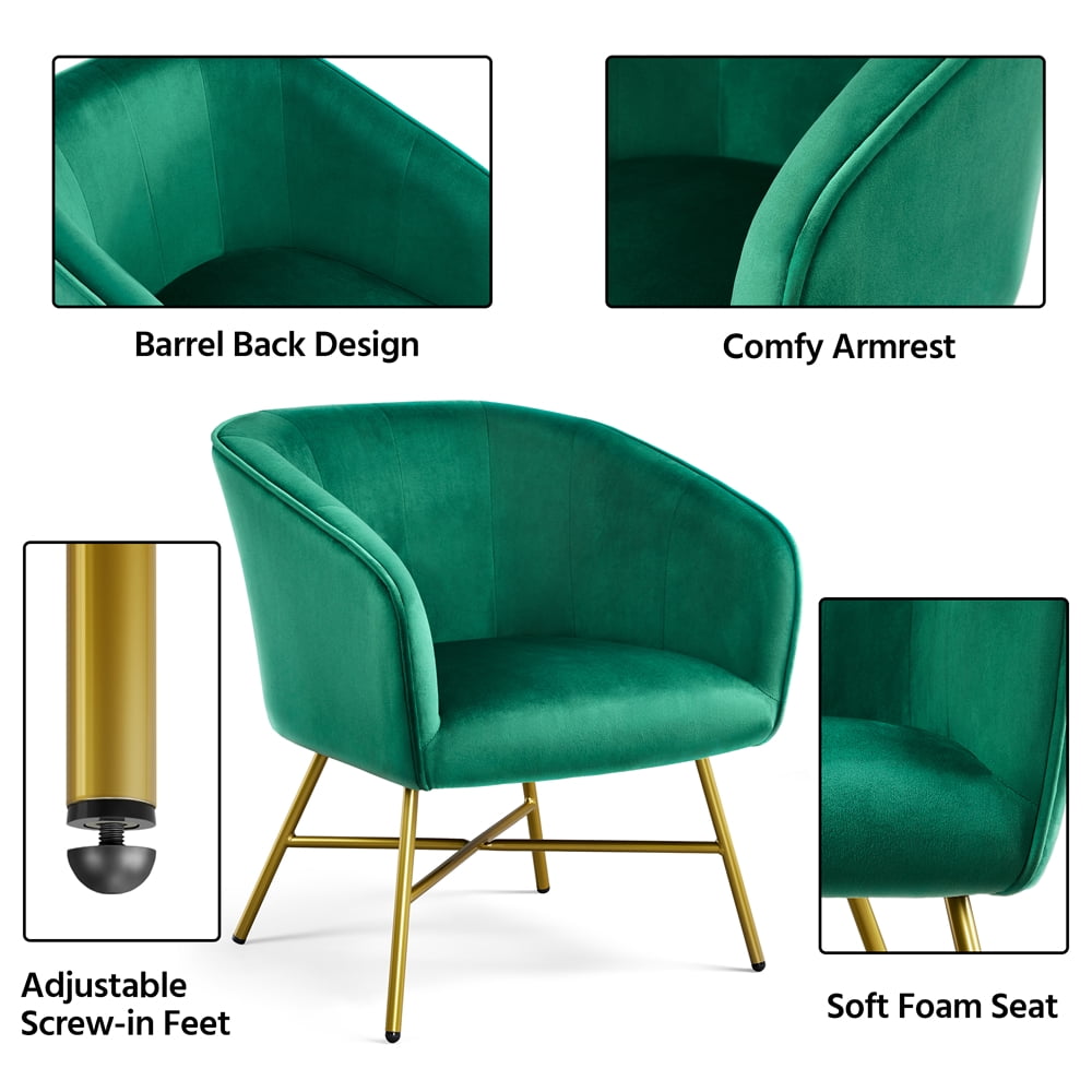Alden Design Velvet Club Accent Chair, Green