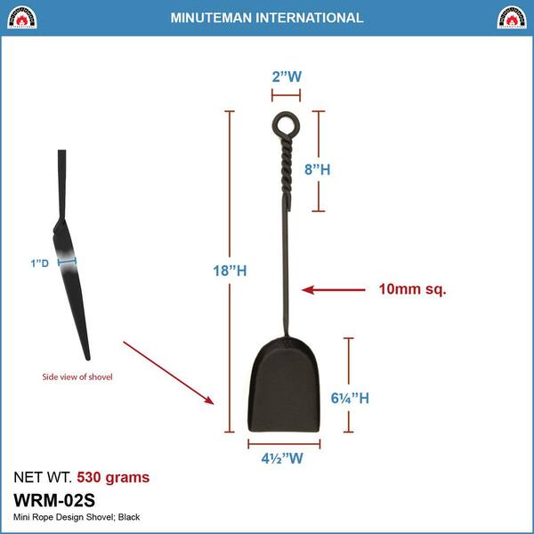 18 in. Tall Black Mini Rope Design Fireplace Shovel Tool