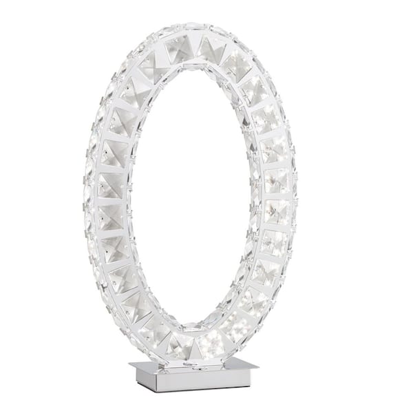 Oval Crystal Extravaganza 17.5 in.H Integrated LED Chrome Table Lamp