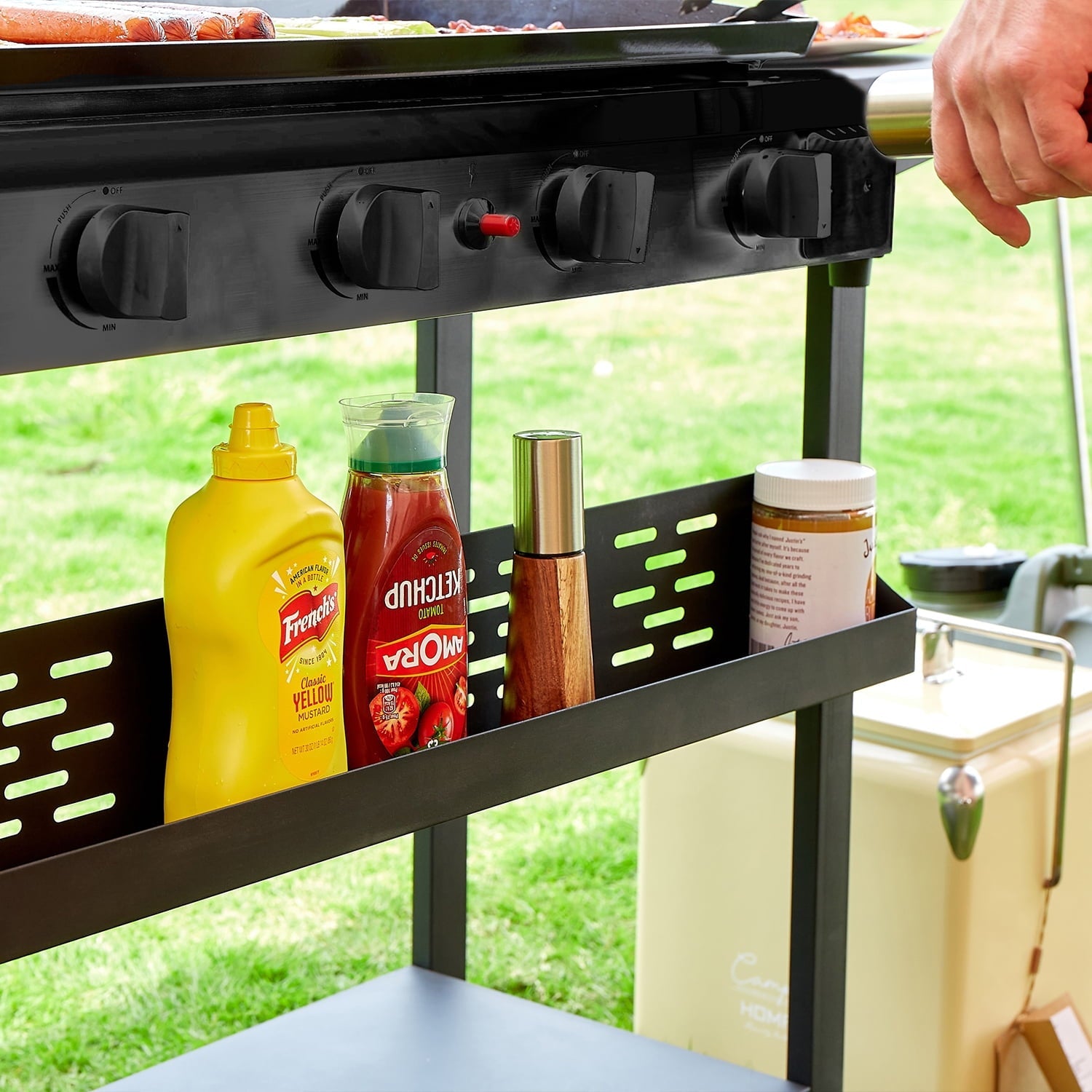 Flat Top Gas Griddle Grill 4-Burner Propane BBQ Grill Outdoor Cooking Station, Black