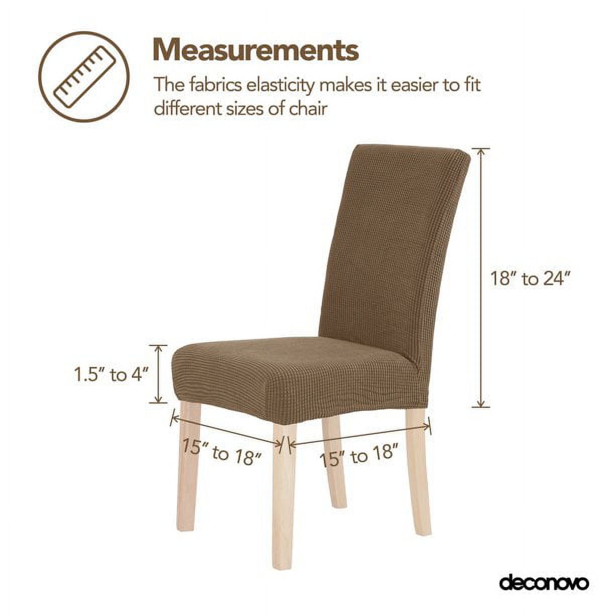Deconovo Solid Chair Covers Jacquard Seat Covers Super Soft Seat Slipcovers Set of 4, Light Brown