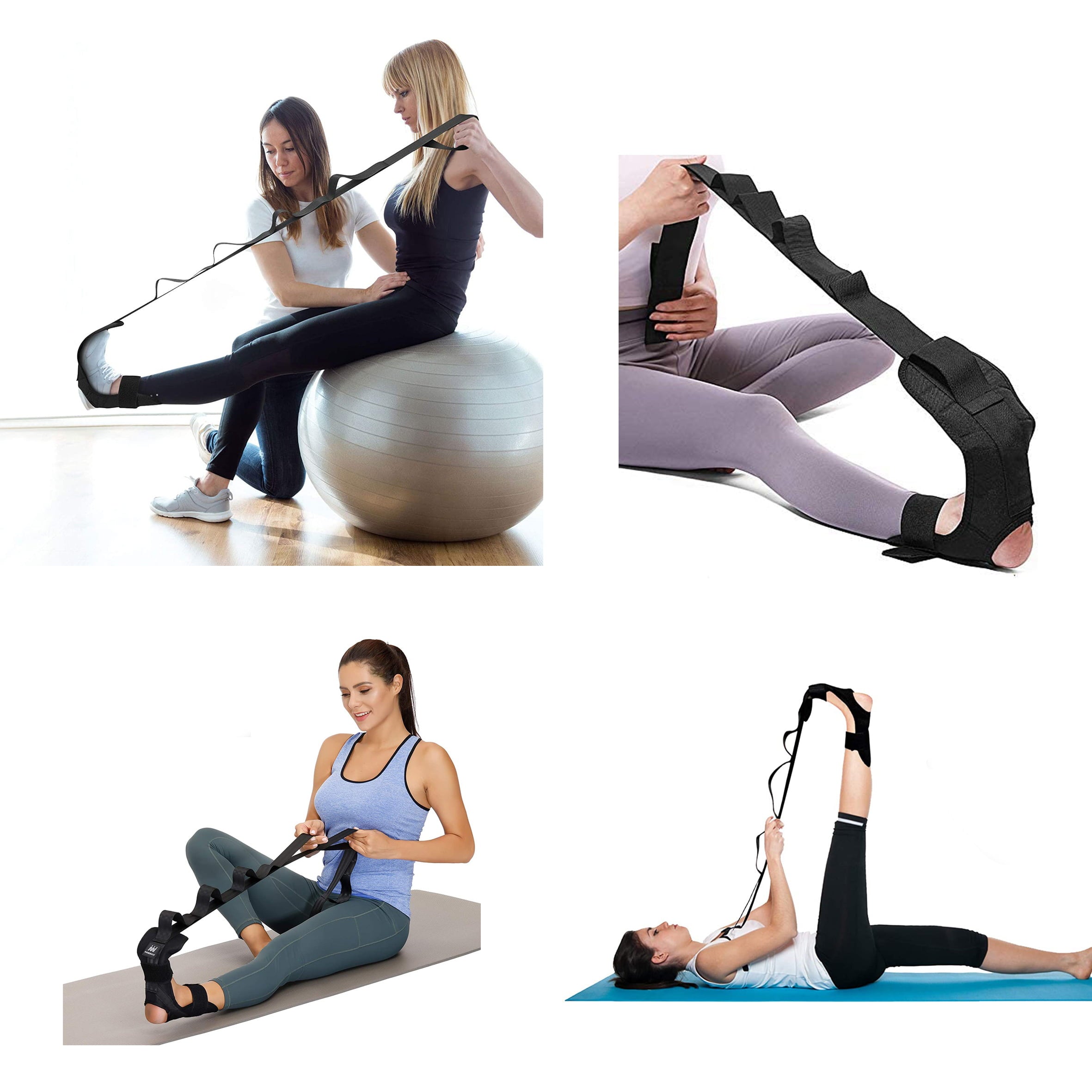 Seenda Foot and Calf Stretcher-Plantar Fasciitis Rehabilitation Training Belt Yoga Stretching Fitness Belt Leg Strain Massage Band Physical Exercise