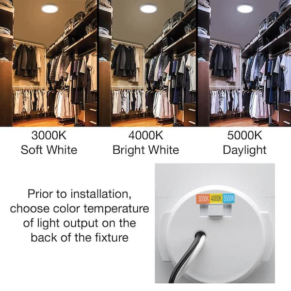 13 in. Low Profile White Closet Light LED Flush Mount Ceiling Light 1350 Lumens 17-Watts 3000K 4000K 5000K Dimmable