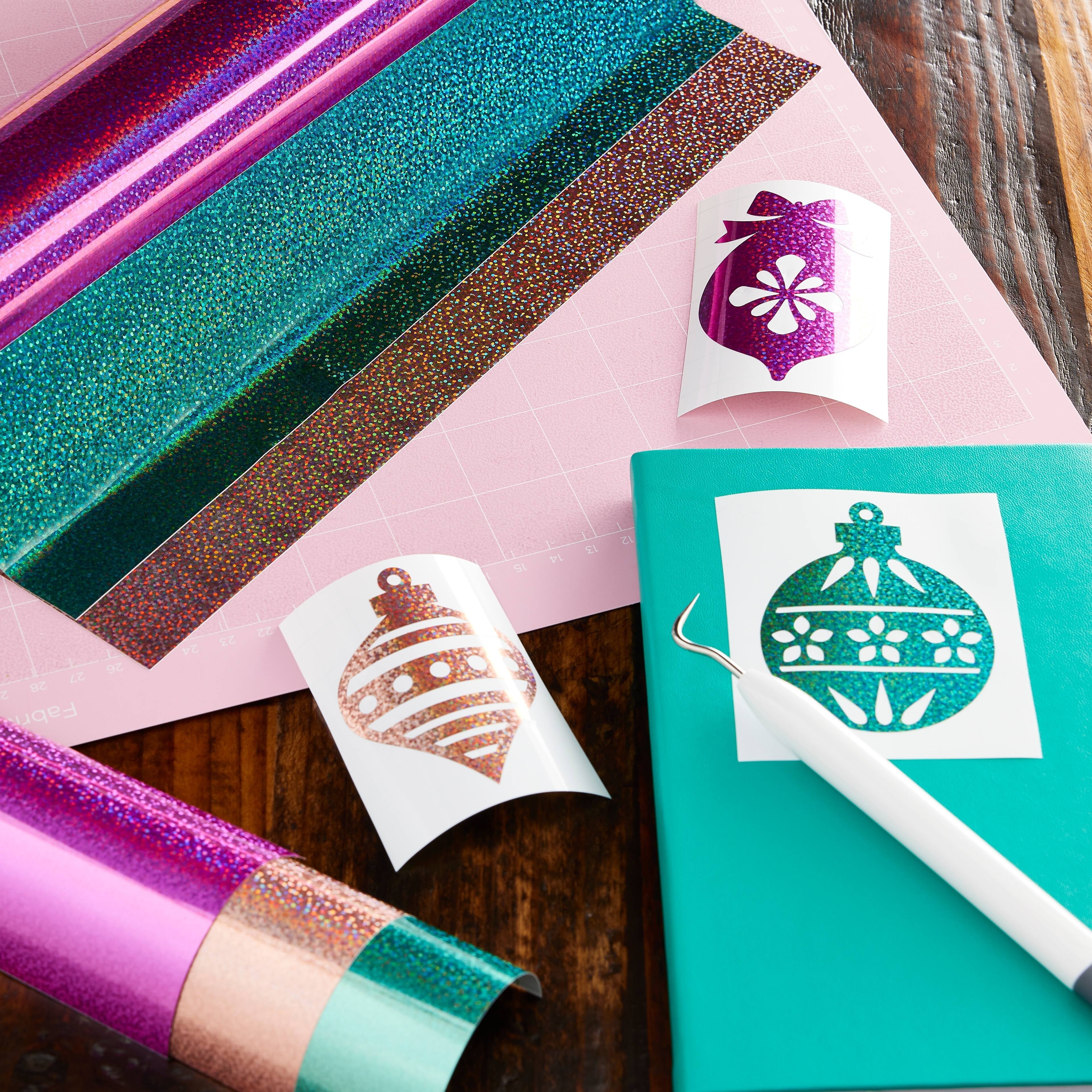 9 Packs: 3 ct. (27 total) Cricut® Premium Vinyl™ Cherry Fiz Holographic Sparkle Sampler