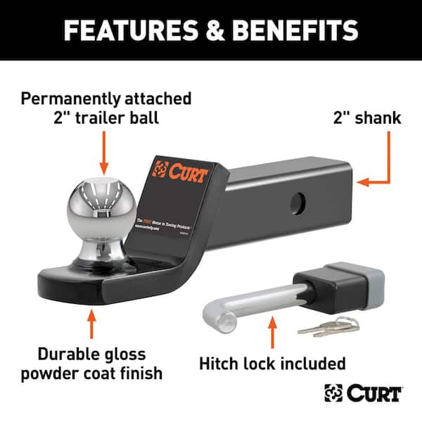 7,500 lbs. 2 in. Drop Trailer Hitch Ball Mount Draw Bar Towing Starter Kit with 2 in. Ball (2 in. Shank)