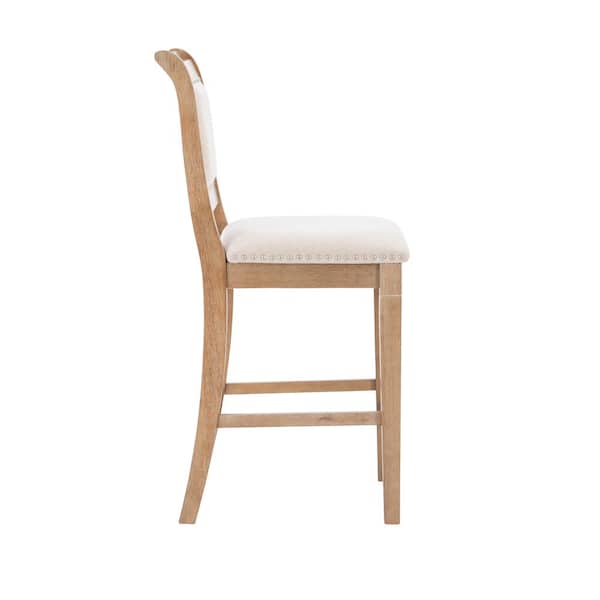 Brahm 42.75 in. H Natural wood Full back Counter-stool