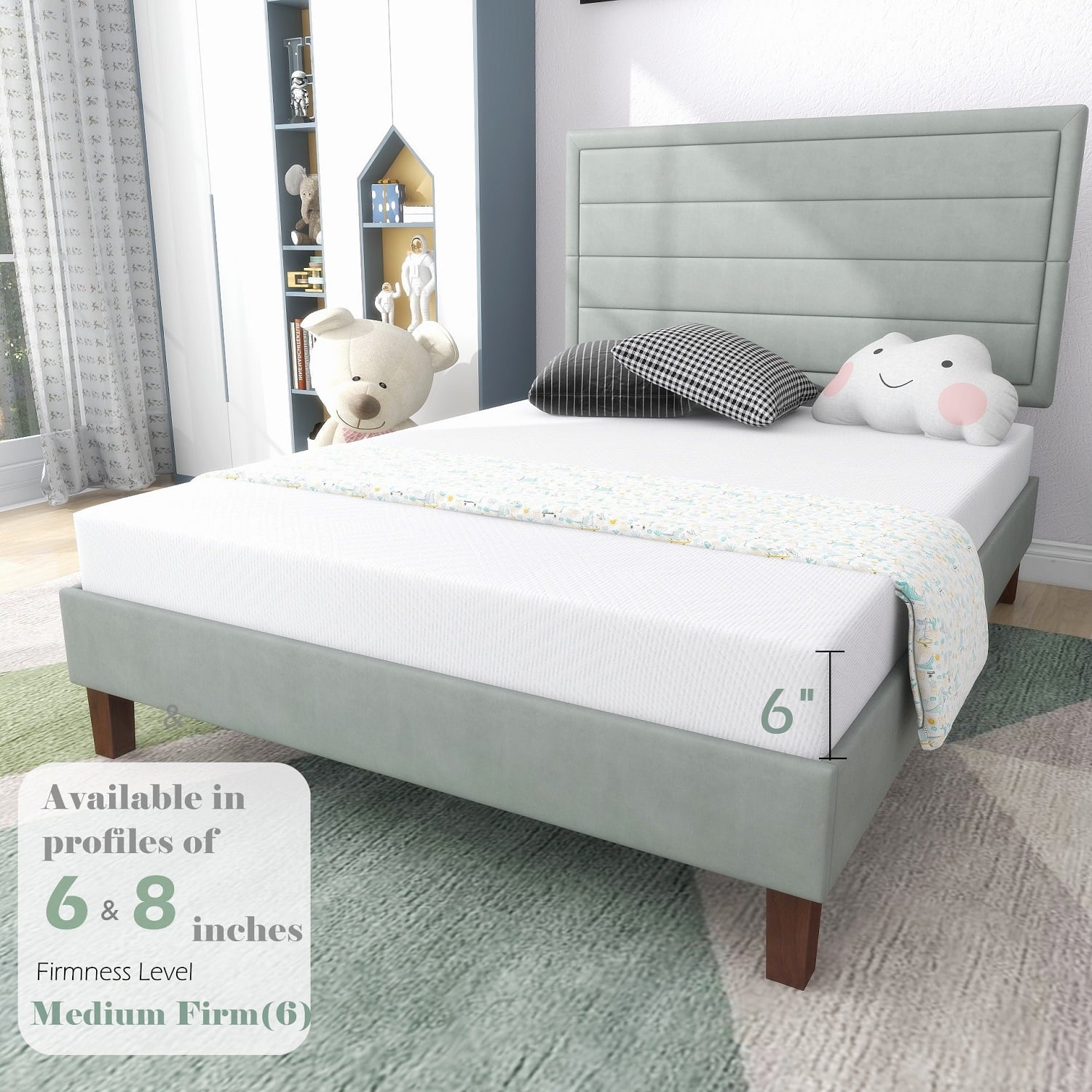 6 inch Twin Mattress Medium Firm Memory Foam Mattress Bed in a Box, Made in USA