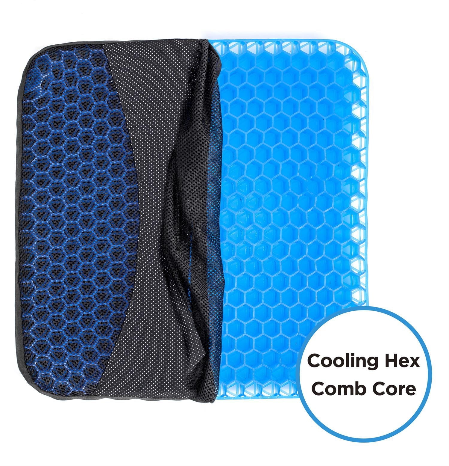 Auto Drive Car Seat Cushion Hex Gel Black and Blue Universal Fit, 19CU22, 1 Piece