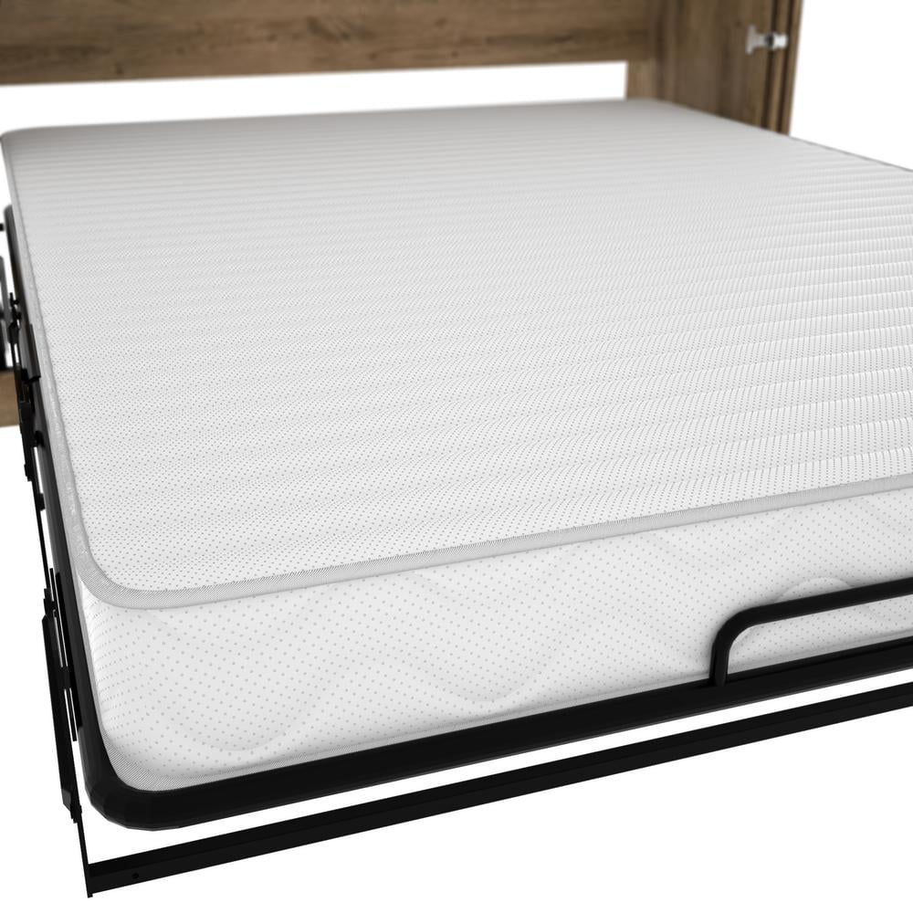 Pur by Bestar Full Cabinet Bed with Mattress in Rustic Brown