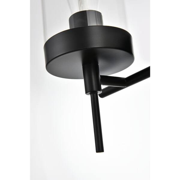 Simply Living 24 in. 3-Light Modern Black Vanity Light with Clear Cylinder Shade
