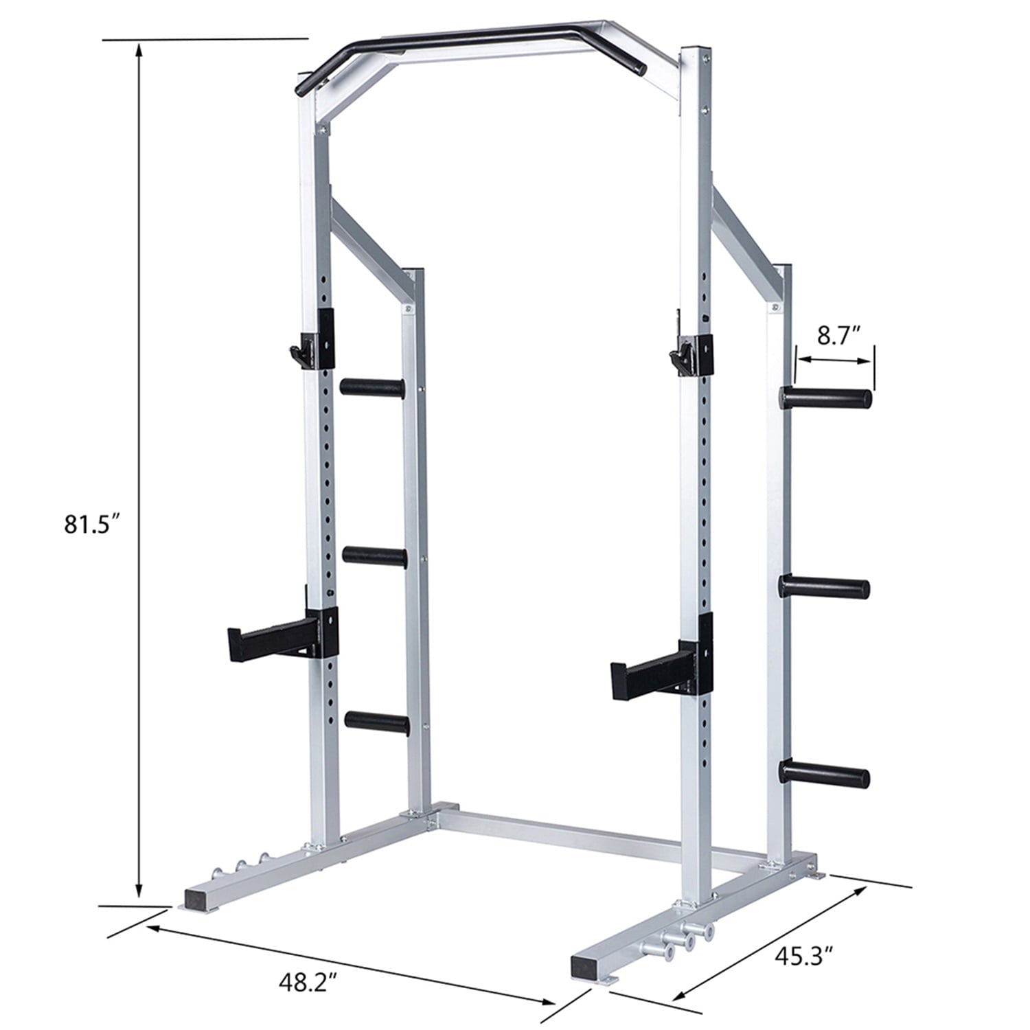 Canddidliike Power Rack Squat Stand, Home Gym Strength Training Power Cage Weight Rack with Pull Up Attachment - Silver