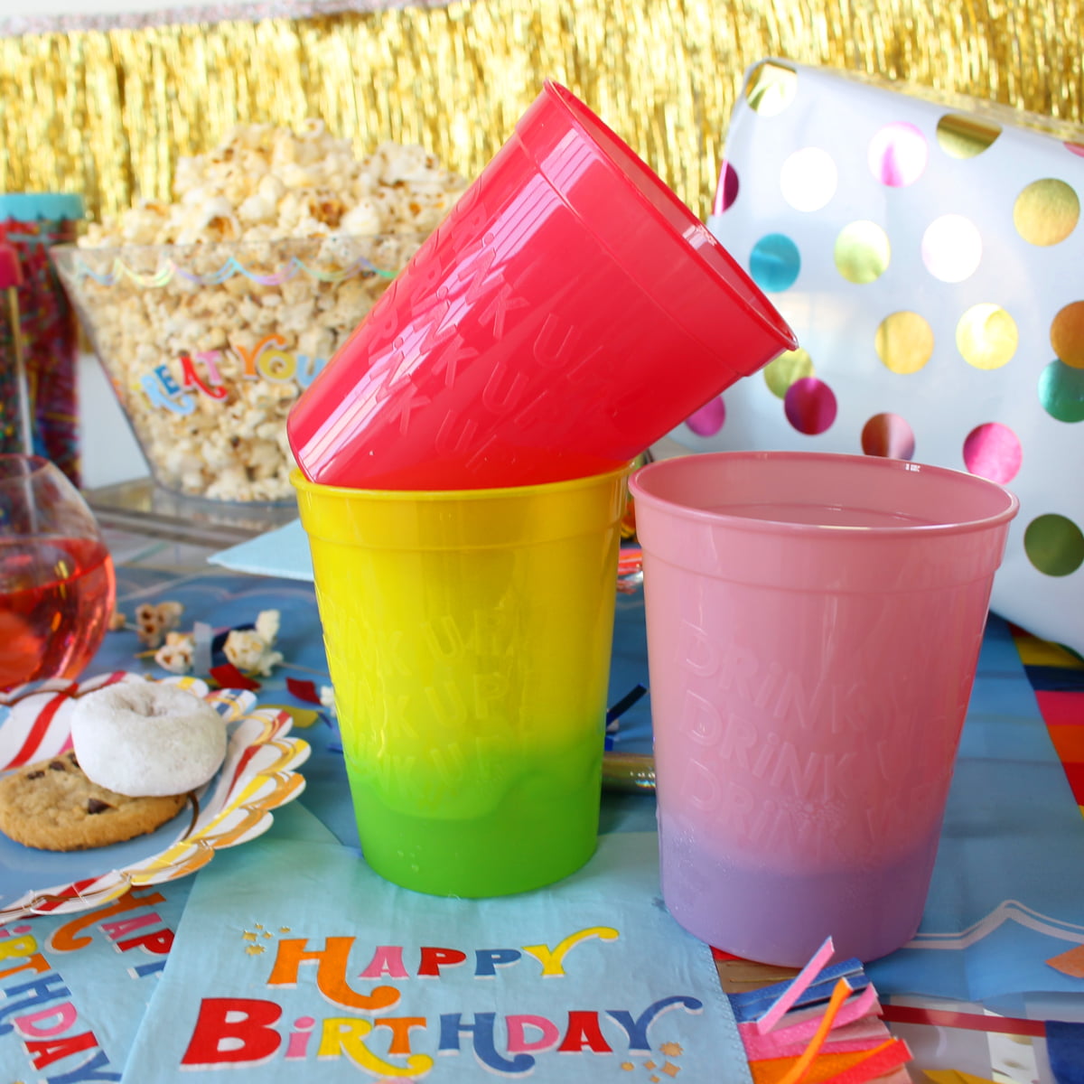 Packed Party 5 Ct. 'Drink Up!' Color Changing Cup Stack