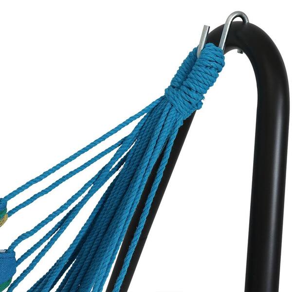 5 ft. Fabric Hanging Hammock Chair with Space-Saving Stand in Ocean Breeze