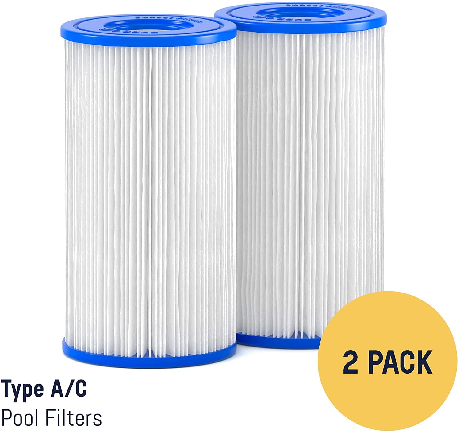 SUNSET FILTERS Type A or C Pool Filter Cartridge for Intex Filter In and Above Ground Pump, 2 Pack