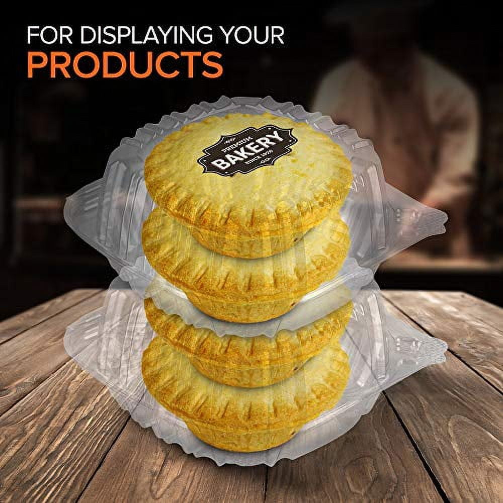 Stock Your Home Plastic 5 x 5 Inch Clamshell Takeout Tray (50 Count) - Dessert Containers - Plastic Hinged Food Container