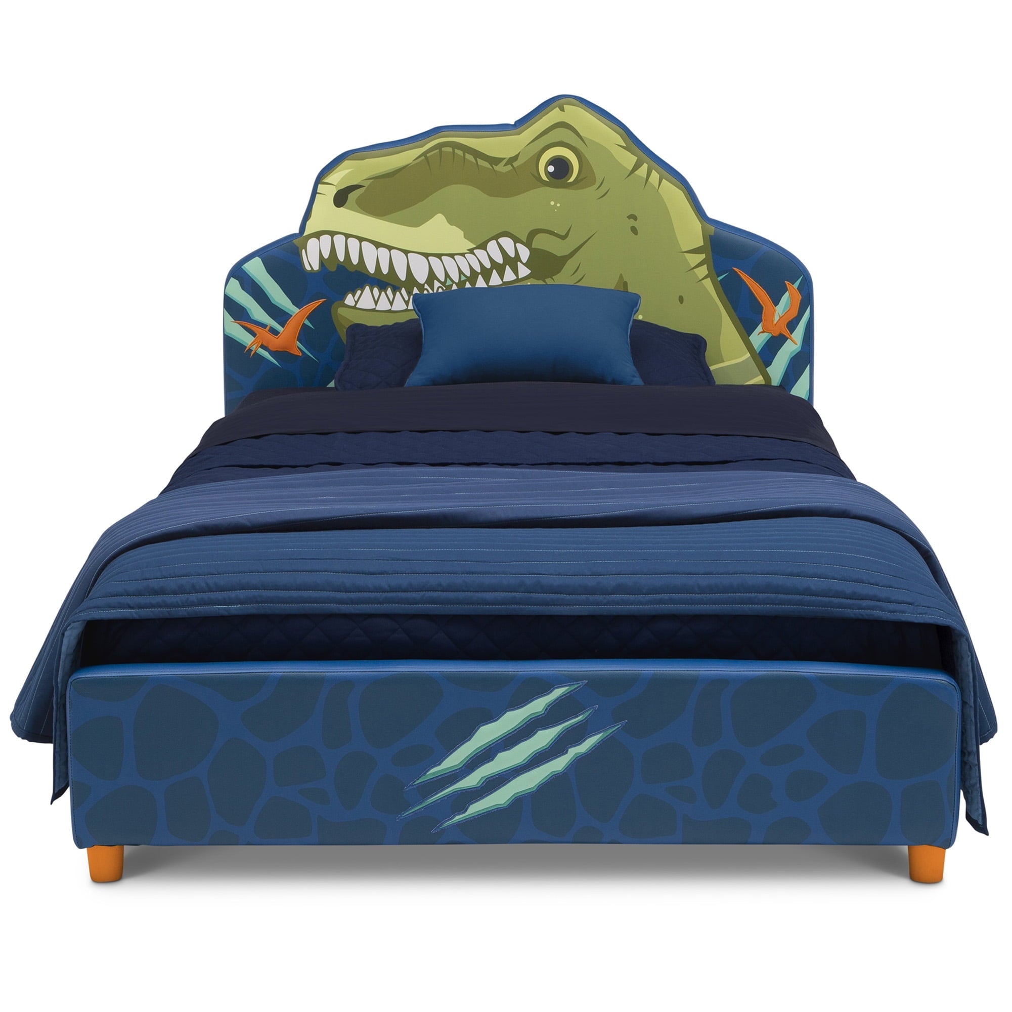 Delta Children Dinosaur Upholstered Twin Bed, Blue