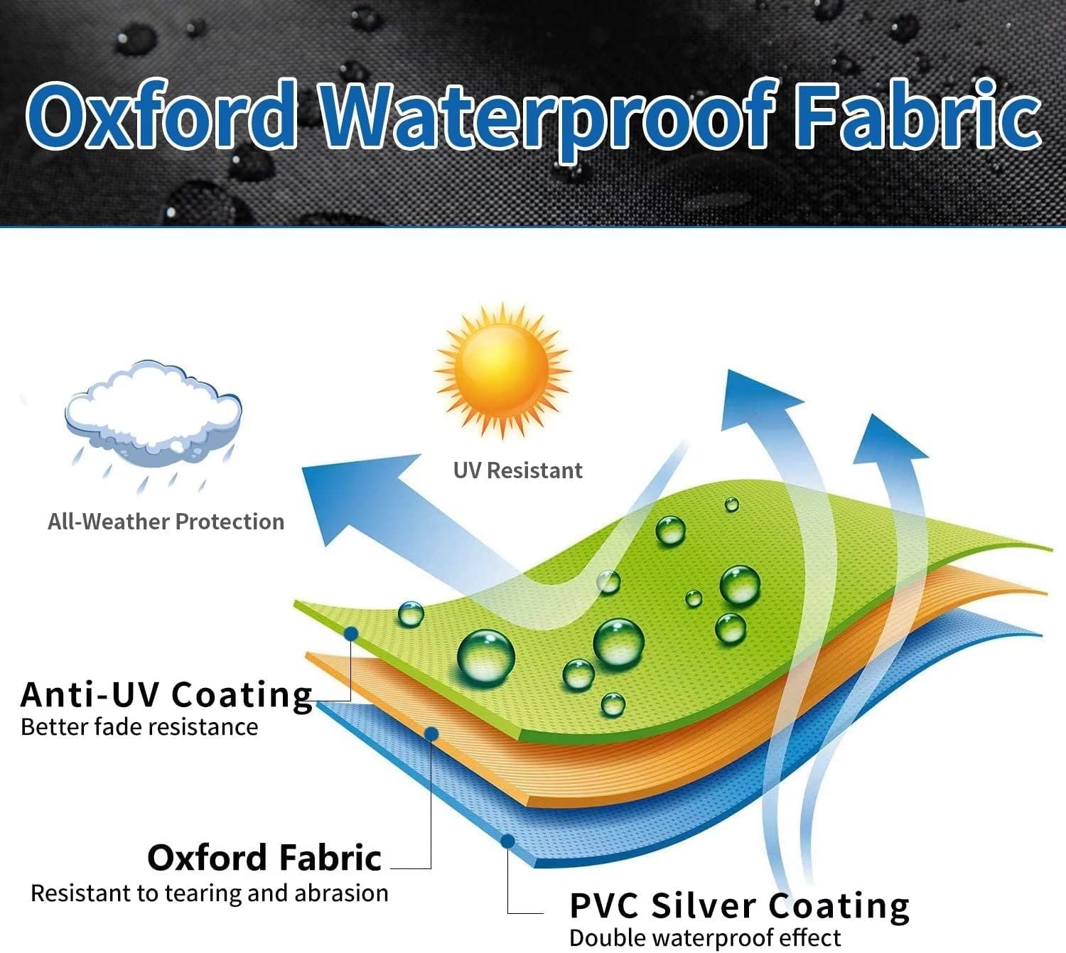 Huakan Patio Heater Covers with Zipper and Storage Bag,Black,89'' Height x 33