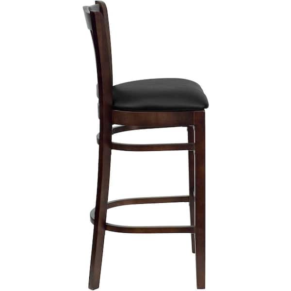 31 in. Black and Walnut Cushioned Bar Stool