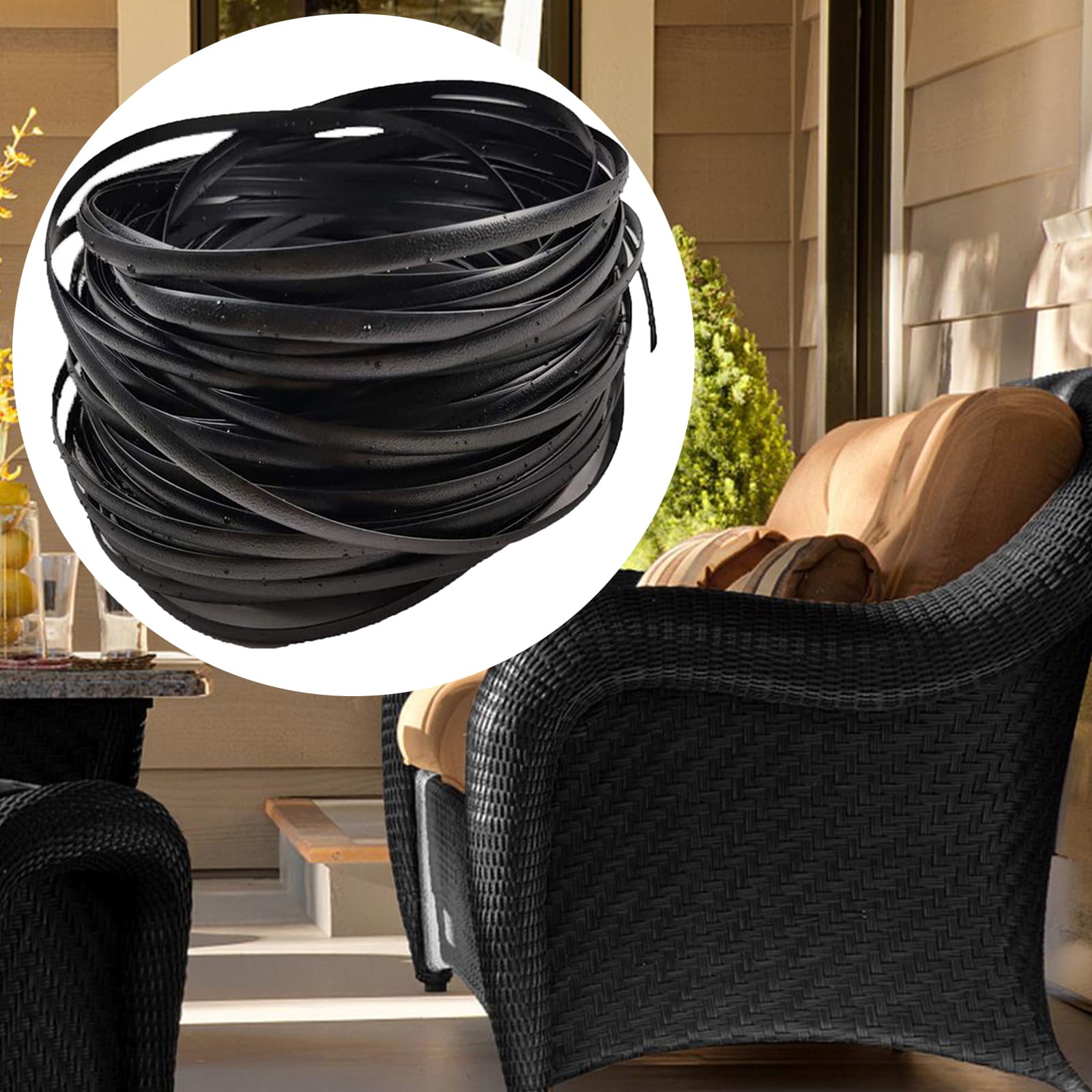 Furniture Wicker Repair Kit, 105ft High Strength Wicker Repair Supplies, Stuffygreenus Flat Rattan Material for Patio Chair Repair Flat Wicker Sofa Table Repair Replacement, 8mm width (Brown)