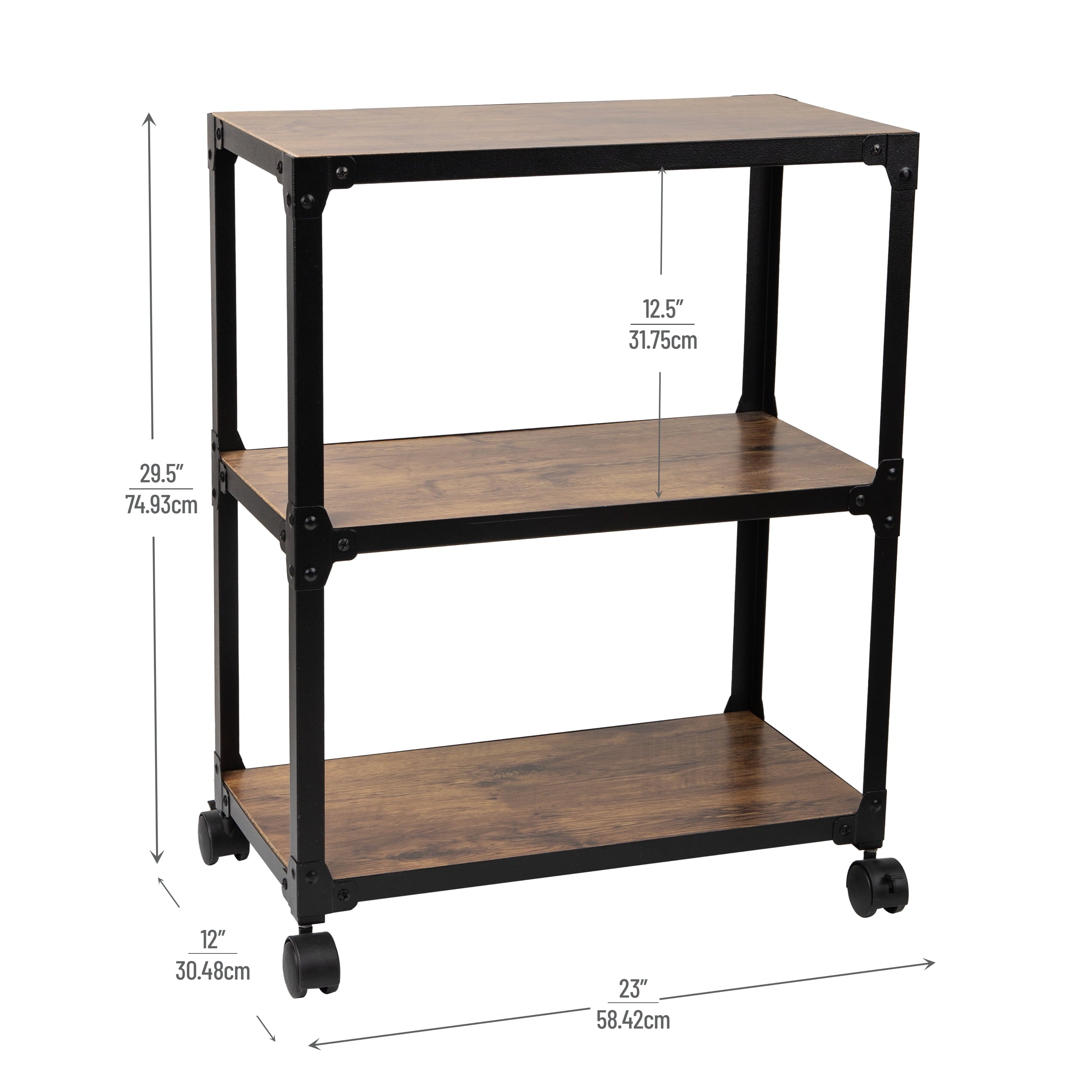 Mind Reader Charm 3 Shelf Mobile Kitchen Serving Cart