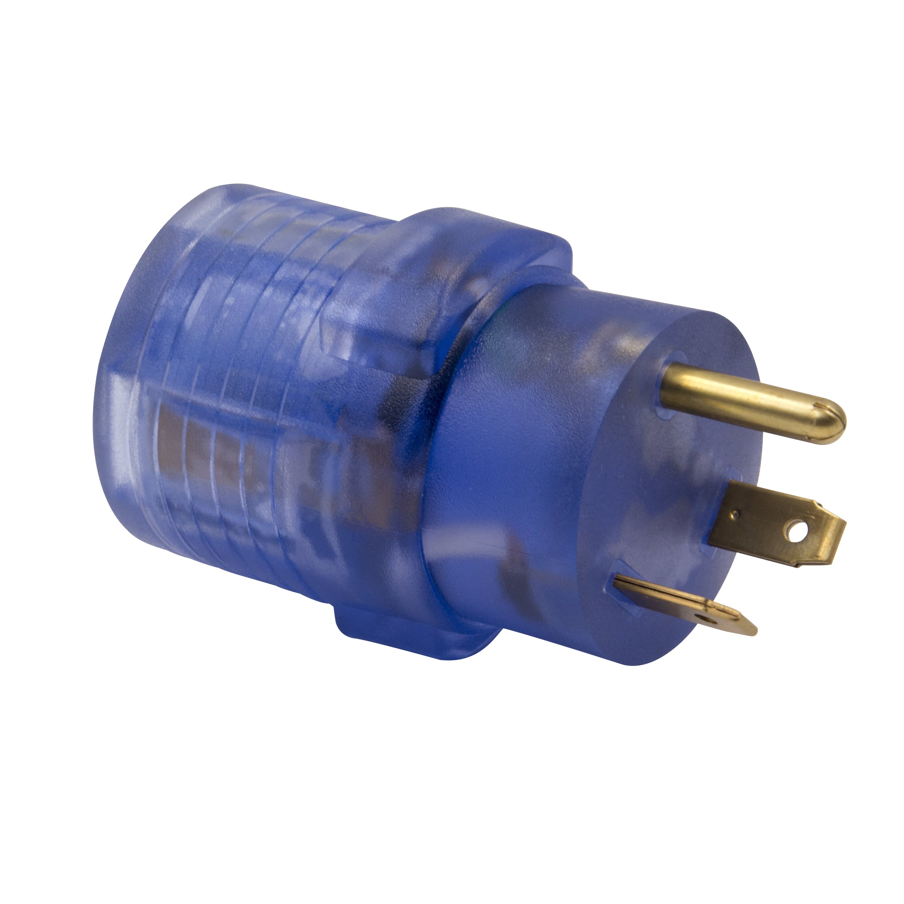 Auto Drive 30 to 50-Amp Universal RV Power Adapter with Light, Clear Blue