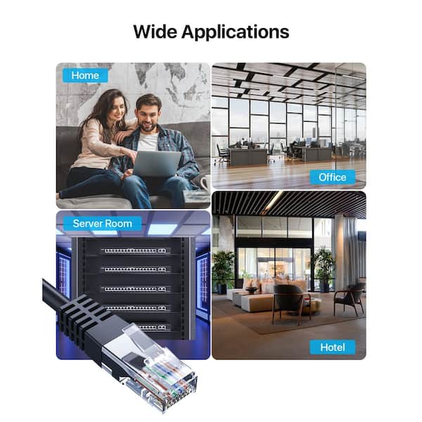 50 ft. Cat 6 UTP Ethernet Cable, 26AWG RJ45,550MHz Ethernet Cable, 1Gbps Transfer Speed, Black