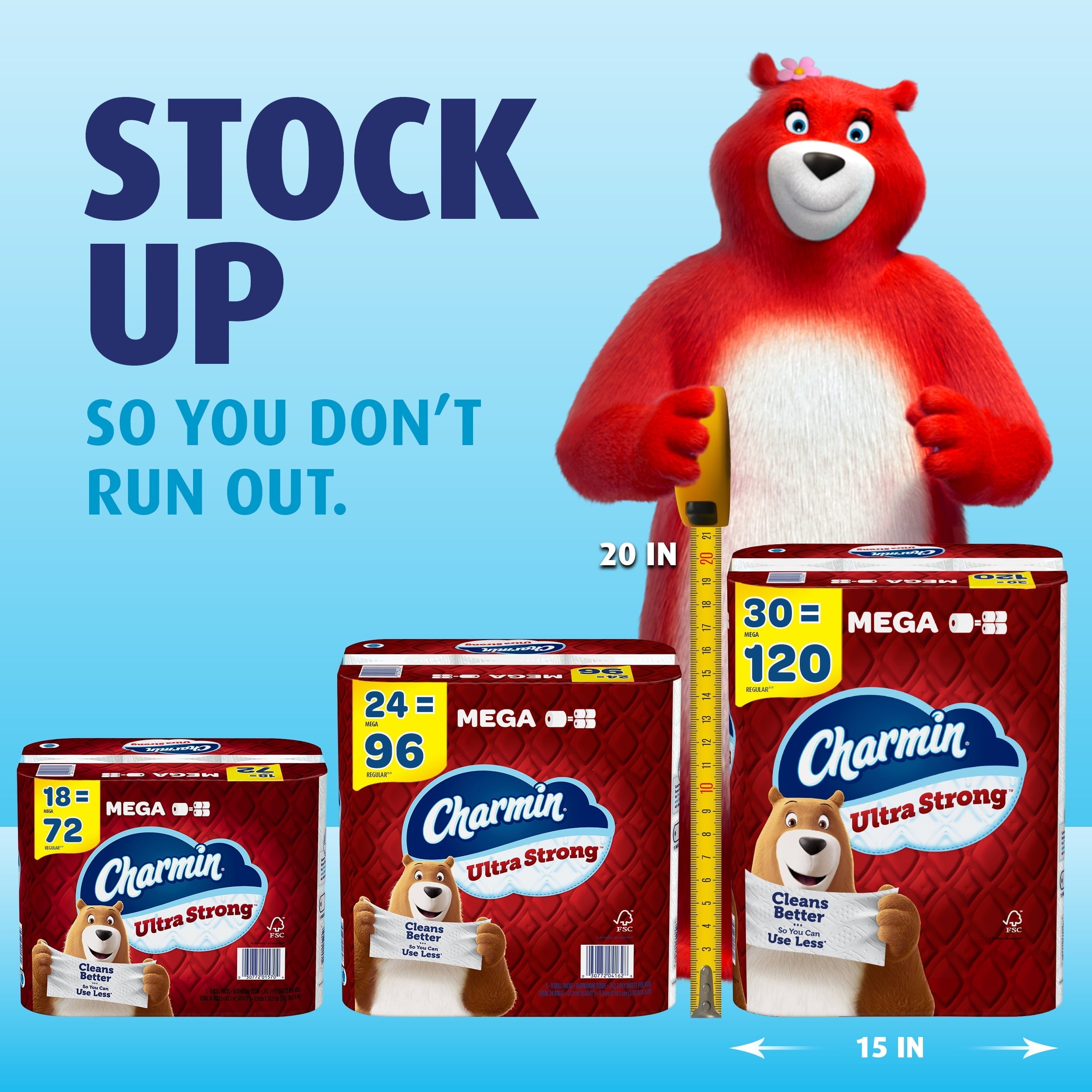 Charmin Ultra Strong Toilet Paper, 6 Super Mega Rolls