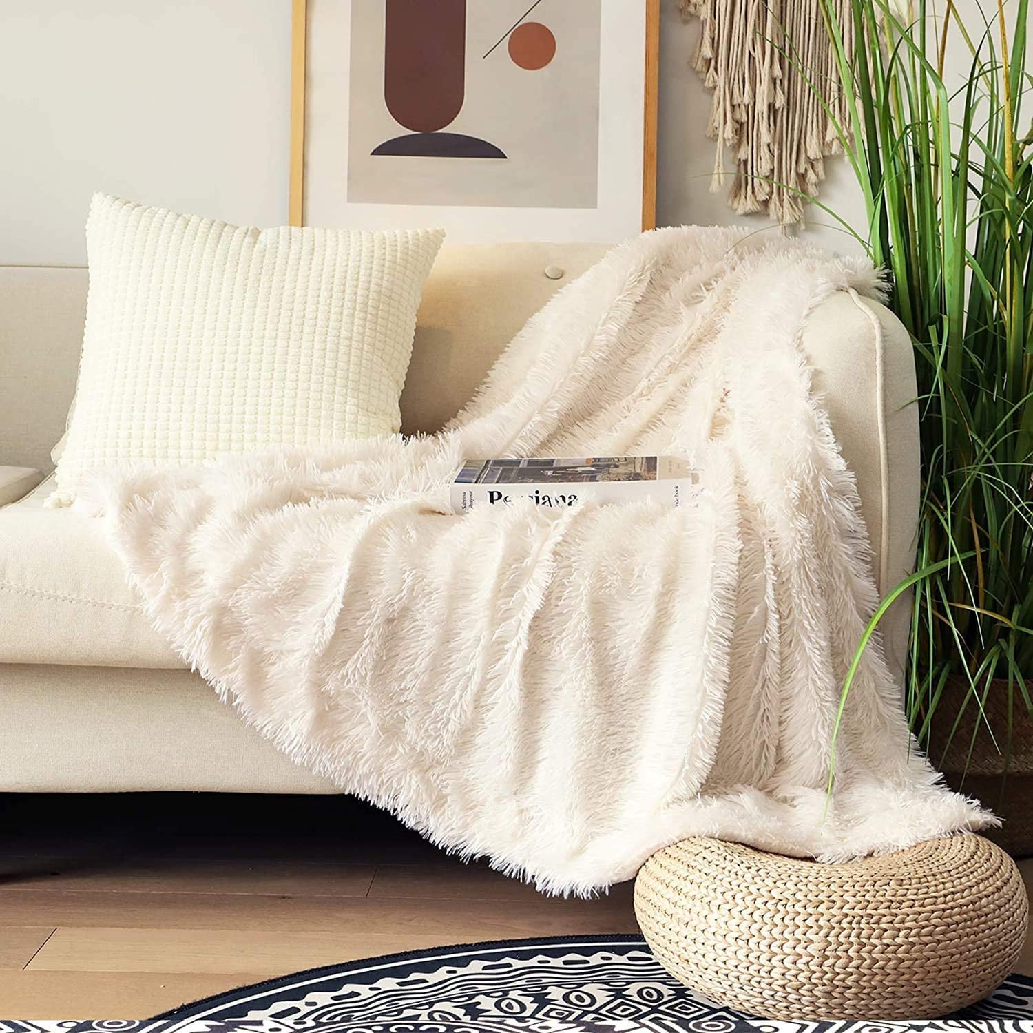 Softlife Extra Soft Faux Fur Throw Blanket with Sherpa Warm Underside, 60